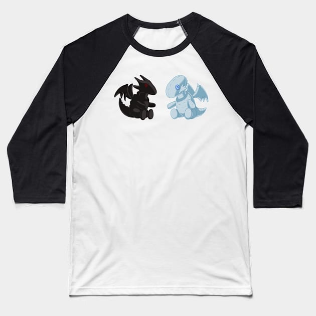 Dragon Plushies Baseball T-Shirt by LampyArts